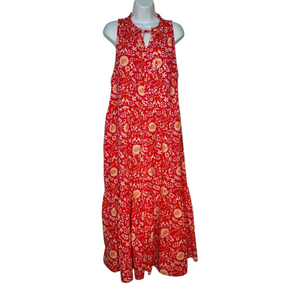 Olivia James Ro Long Dress Maxi Peacock Floral Rouge Sleeveless Red XL - Picture 2 of 10